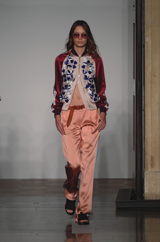 Two-tone Cecily zipped bomber in embroidered silk satin, $2,555, by Jonathan Saunders (jonathan-saunders.com) 